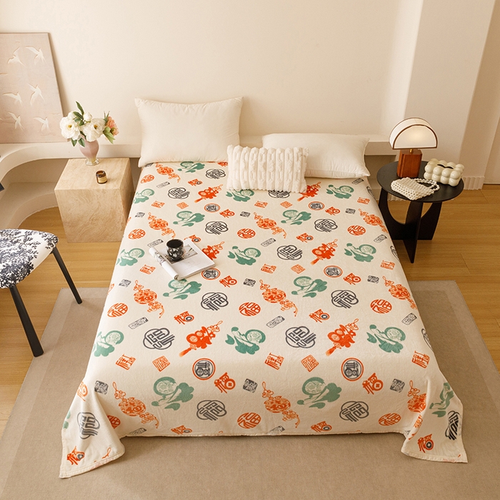 91家纺网 家纺一手货源 找家纺 （总）悦然毛巾被 2025新款300克印花牛奶绒盖毯休闲毯素色毛毯毯子