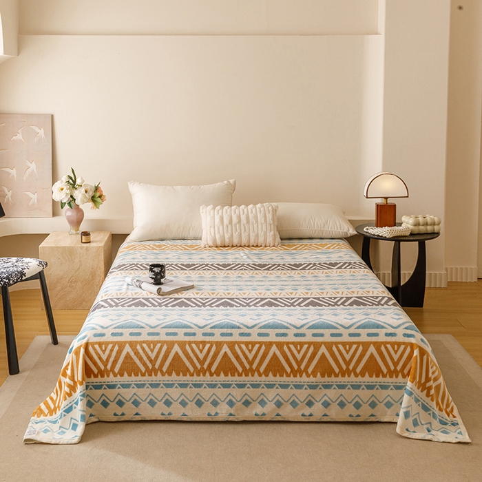 91家纺网 家纺一手货源 找家纺 悦然毛巾被 2025新款300克印花牛奶绒盖毯休闲毯素色毛毯毯子 自由织梦