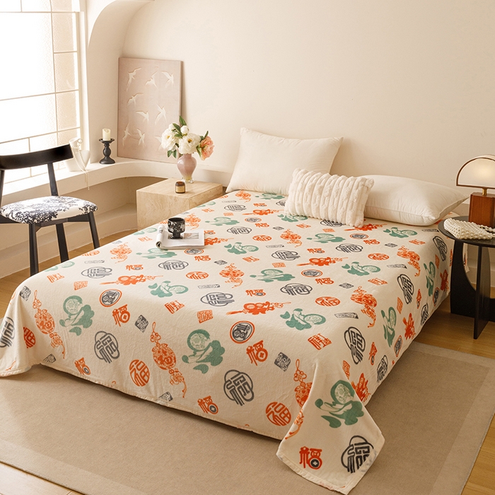 91家纺网 家纺一手货源 找家纺 （总）悦然毛巾被 2025新款300克印花牛奶绒盖毯休闲毯素色毛毯毯子