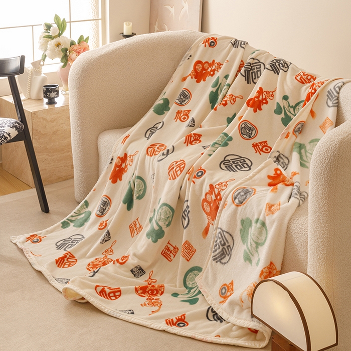 91家纺网 家纺一手货源 找家纺 （总）悦然毛巾被 2025新款300克印花牛奶绒盖毯休闲毯素色毛毯毯子