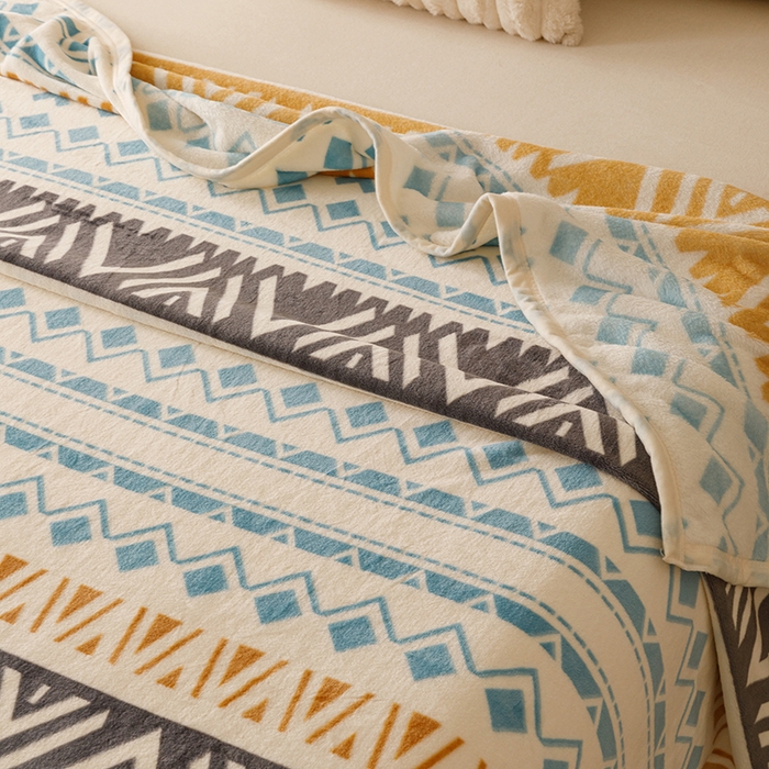 91家纺网 家纺一手货源 找家纺 悦然毛巾被 2025新款300克印花牛奶绒盖毯休闲毯素色毛毯毯子 自由织梦