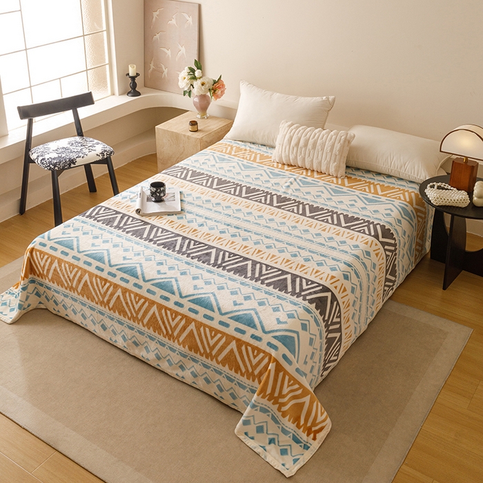 91家纺网 家纺一手货源 找家纺 悦然毛巾被 2025新款300克印花牛奶绒盖毯休闲毯素色毛毯毯子 自由织梦