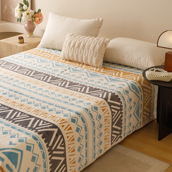 91家纺网 家纺一手货源 找家纺 悦然毛巾被 2025新款300克印花牛奶绒盖毯休闲毯素色毛毯毯子 自由织梦