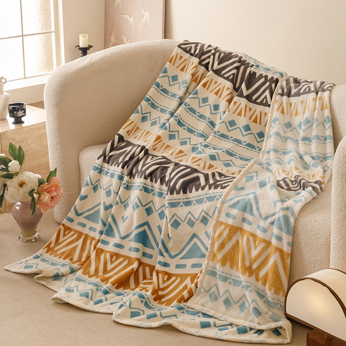 91家纺网 家纺一手货源 找家纺 悦然毛巾被 2025新款300克印花牛奶绒盖毯休闲毯素色毛毯毯子 自由织梦