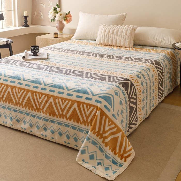 91家纺网 家纺一手货源 找家纺 悦然毛巾被 2025新款300克印花牛奶绒盖毯休闲毯素色毛毯毯子 自由织梦