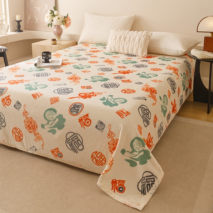 91家纺网 家纺一手货源 找家纺 （总）悦然毛巾被 2025新款300克印花牛奶绒盖毯休闲毯素色毛毯毯子