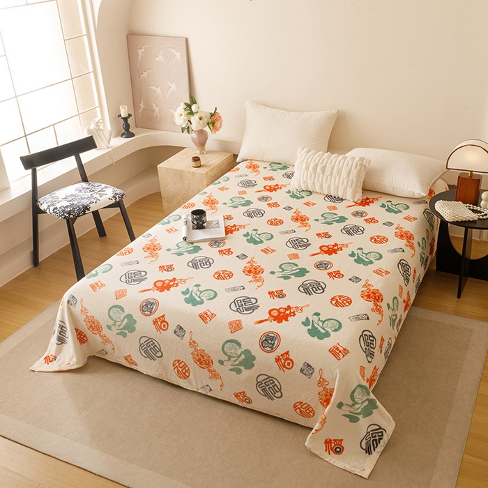 91家纺网 家纺一手货源 找家纺 （总）悦然毛巾被 2025新款300克印花牛奶绒盖毯休闲毯素色毛毯毯子