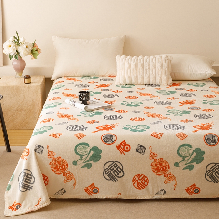 91家纺网 家纺一手货源 找家纺 （总）悦然毛巾被 2025新款300克印花牛奶绒盖毯休闲毯素色毛毯毯子