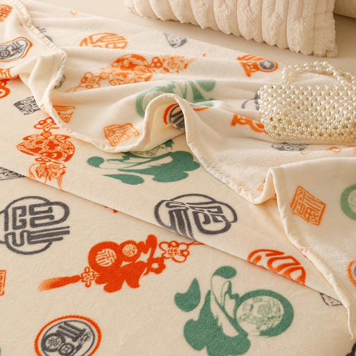 91家纺网 家纺一手货源 找家纺 （总）悦然毛巾被 2025新款300克印花牛奶绒盖毯休闲毯素色毛毯毯子