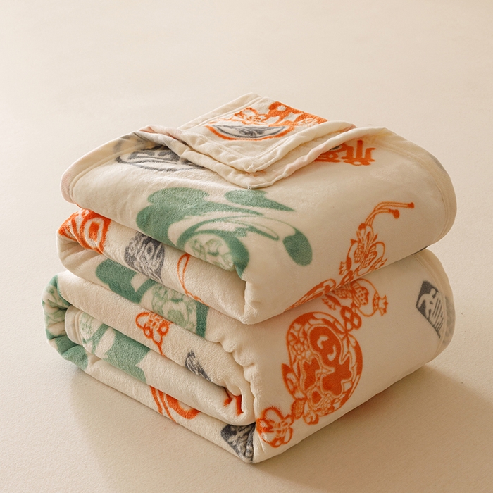 91家纺网 家纺一手货源 找家纺 （总）悦然毛巾被 2025新款300克印花牛奶绒盖毯休闲毯素色毛毯毯子