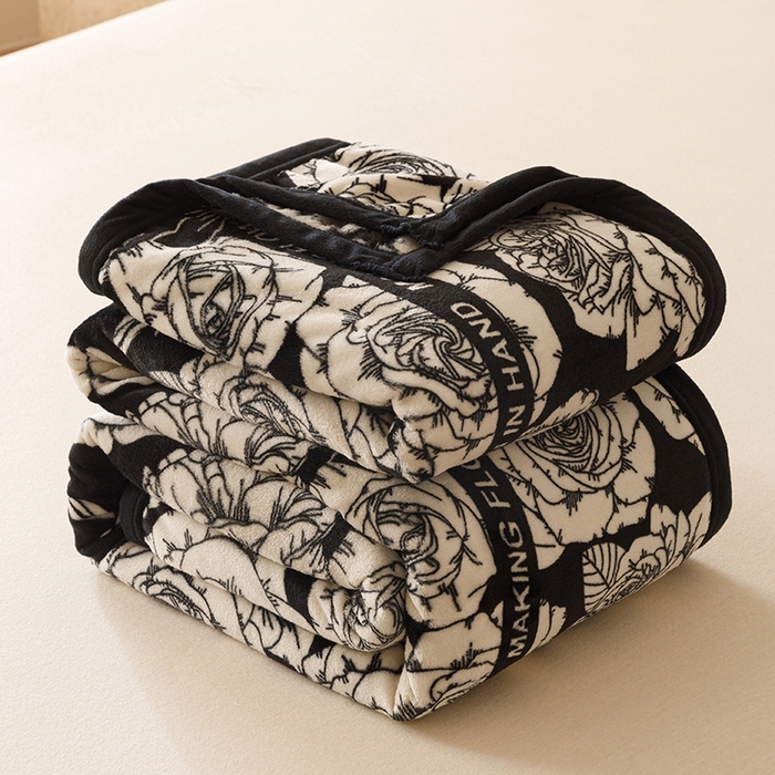 91家纺网 家纺一手货源 找家纺 （总）悦然毛巾被 2025新款300克印花牛奶绒盖毯休闲毯素色毛毯毯子