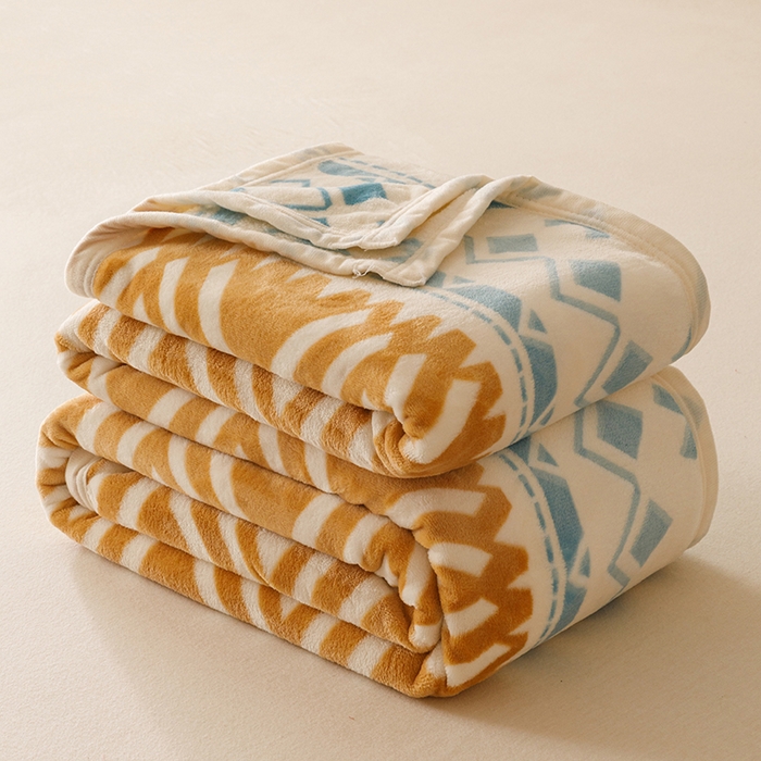 悦然毛巾被 2025新款300克印花牛奶绒盖毯休闲毯素色毛毯毯子 自由织梦