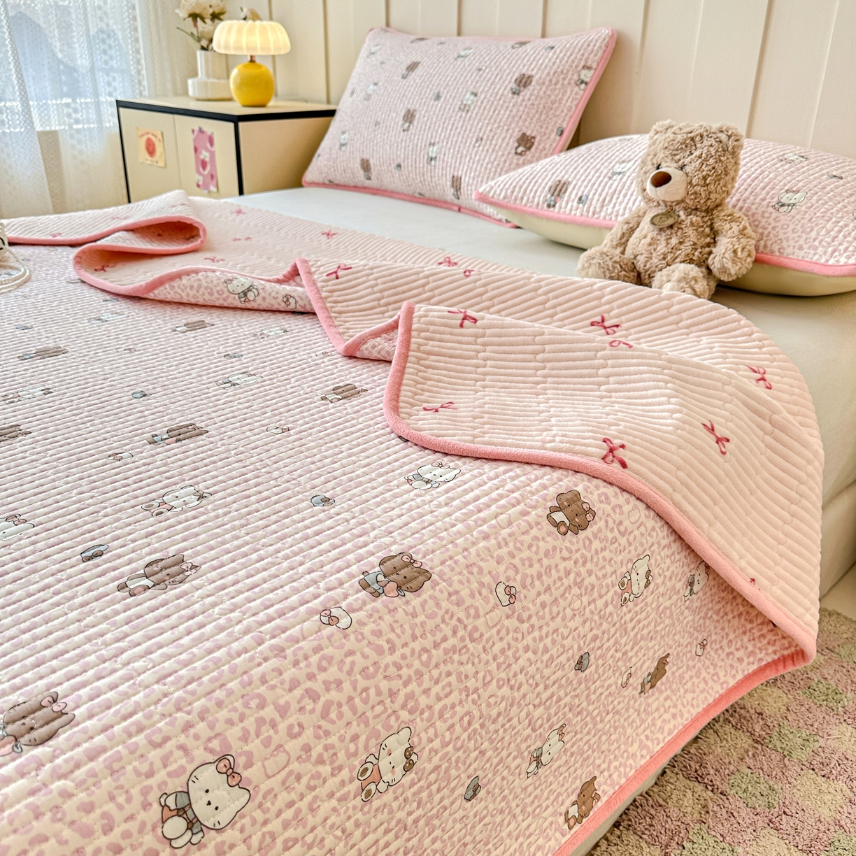 91家纺网 家纺一手货源 找家纺 （总）岚吉家纺 2025新款全棉133*72宝宝绒棉加绒一面纯棉一面牛奶绒双面可用单床盖学生床床垫 床盖单件