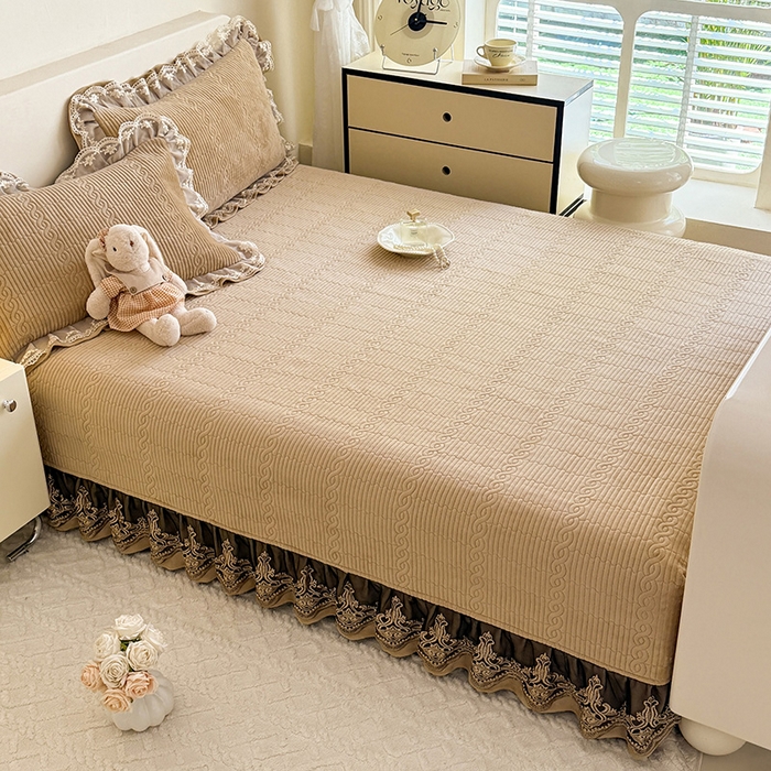 91家纺网 家纺一手货源 找家纺 美达家纺 2025新款牛奶绒纯色夹棉榻榻米 牛奶绒榻榻米-咖