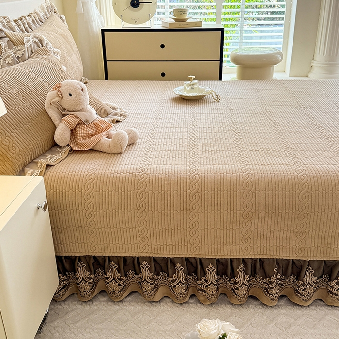 91家纺网 家纺一手货源 找家纺 美达家纺 2025新款牛奶绒纯色夹棉榻榻米 牛奶绒榻榻米-咖