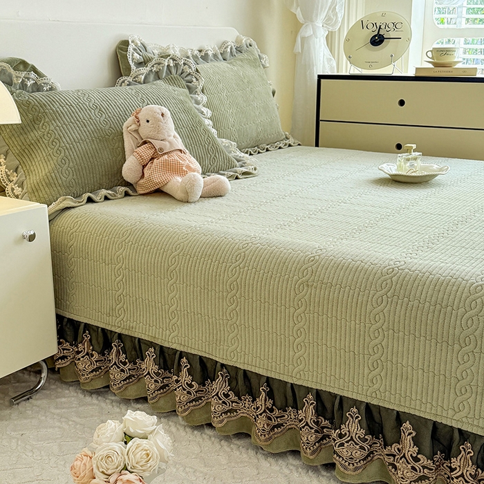 91家纺网 家纺一手货源 找家纺 美达家纺 2025新款牛奶绒纯色夹棉榻榻米 牛奶绒榻榻米-绿