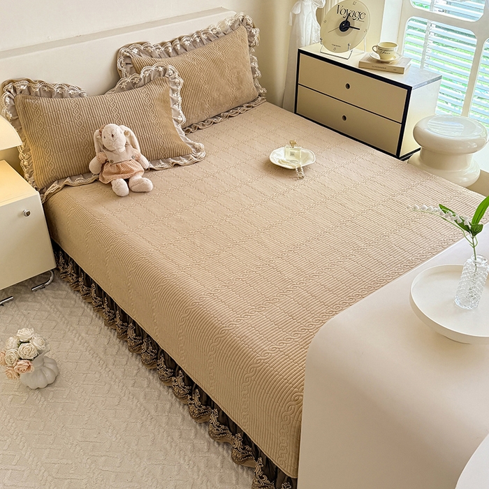 91家纺网 家纺一手货源 找家纺 美达家纺 2025新款牛奶绒纯色夹棉榻榻米 牛奶绒榻榻米-咖