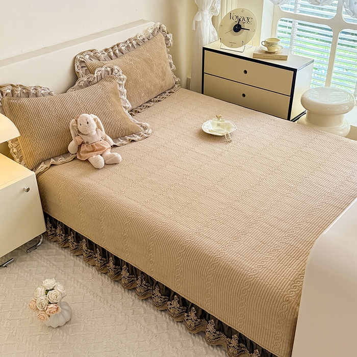 91家纺网 家纺一手货源 找家纺 美达家纺 2025新款牛奶绒纯色夹棉榻榻米 牛奶绒榻榻米-咖