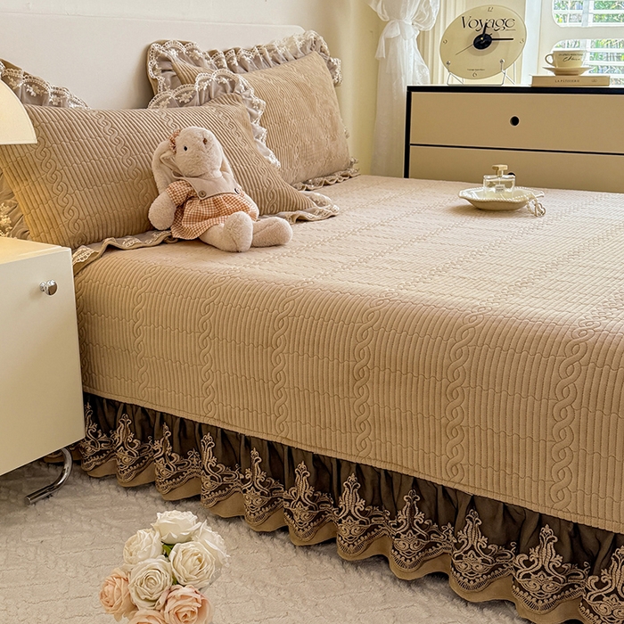 91家纺网 家纺一手货源 找家纺 美达家纺 2025新款牛奶绒纯色夹棉榻榻米 牛奶绒榻榻米-咖