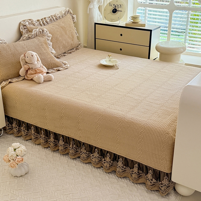 91家纺网 家纺一手货源 找家纺 美达家纺 2025新款牛奶绒纯色夹棉榻榻米 牛奶绒榻榻米-咖