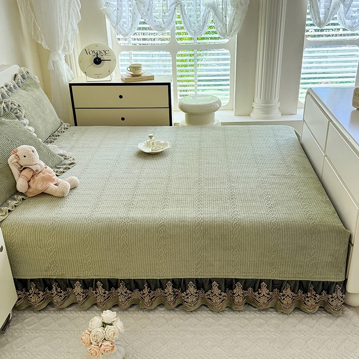 91家纺网 家纺一手货源 找家纺 美达家纺 2025新款牛奶绒纯色夹棉榻榻米 牛奶绒榻榻米-绿