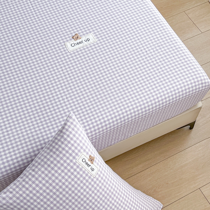 91家纺网 家纺一手货源 找家纺 （总）佳笠家居 2025新款kimi熊全棉色织水洗棉床笠枕套三件套