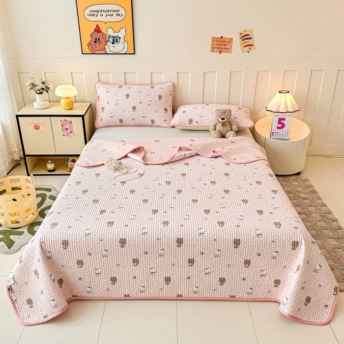 91家纺网 家纺一手货源 找家纺 岚吉家纺 2025新款全棉133*72宝宝绒棉加绒一面纯棉一面牛奶绒双面可用单床盖学生床床垫 床盖单件 豹纹猫咪