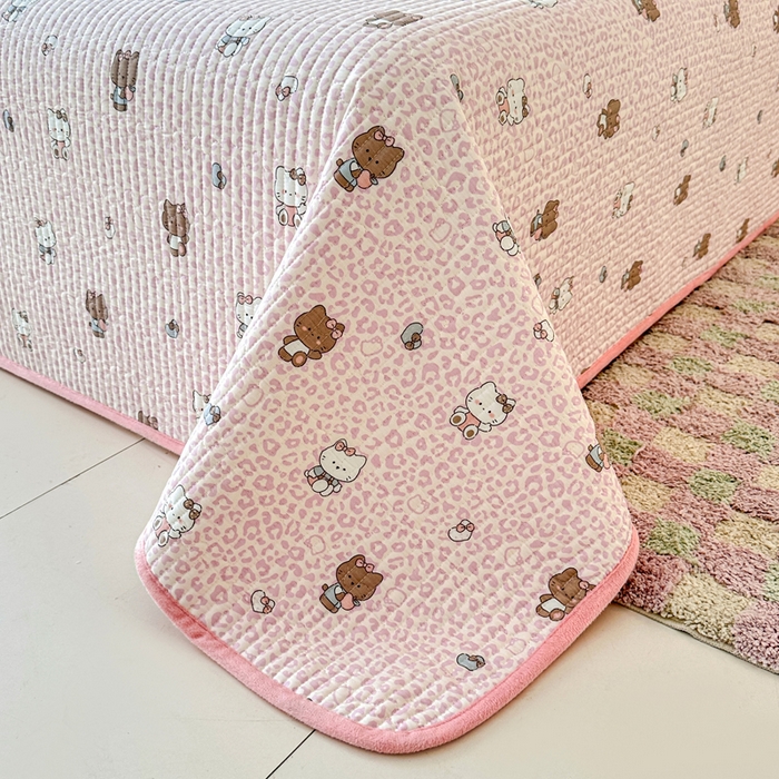 91家纺网 家纺一手货源 找家纺 岚吉家纺 2025新款全棉133*72宝宝绒棉加绒一面纯棉一面牛奶绒双面可用单床盖学生床床垫 床盖单件 豹纹猫咪