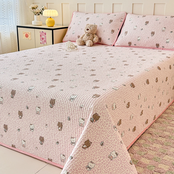 91家纺网 家纺一手货源 找家纺 岚吉家纺 2025新款全棉133*72宝宝绒棉加绒一面纯棉一面牛奶绒双面可用单床盖学生床床垫 床盖单件 豹纹猫咪