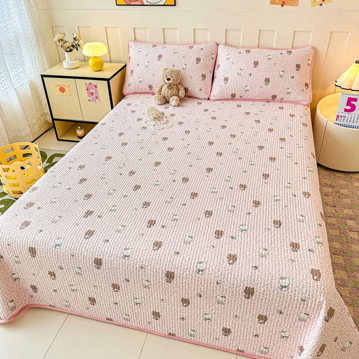 91家纺网 家纺一手货源 找家纺 岚吉家纺 2025新款全棉133*72宝宝绒棉加绒一面纯棉一面牛奶绒双面可用单床盖学生床床垫 床盖单件 豹纹猫咪