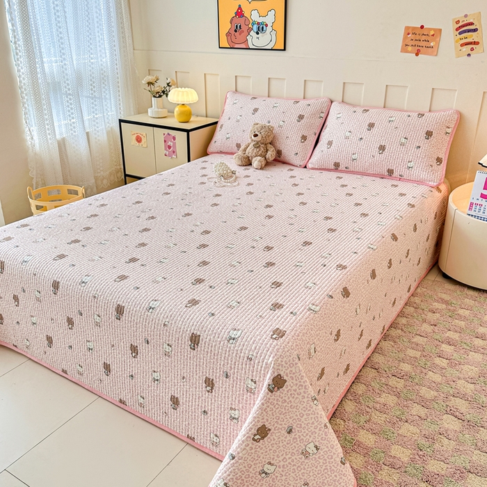 91家纺网 家纺一手货源 找家纺 岚吉家纺 2025新款全棉133*72宝宝绒棉加绒一面纯棉一面牛奶绒双面可用单床盖学生床床垫 床盖单件 豹纹猫咪