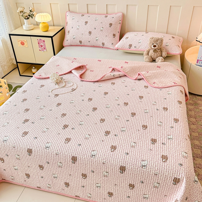 91家纺网 家纺一手货源 找家纺 岚吉家纺 2025新款全棉133*72宝宝绒棉加绒一面纯棉一面牛奶绒双面可用单床盖学生床床垫 床盖单件 豹纹猫咪