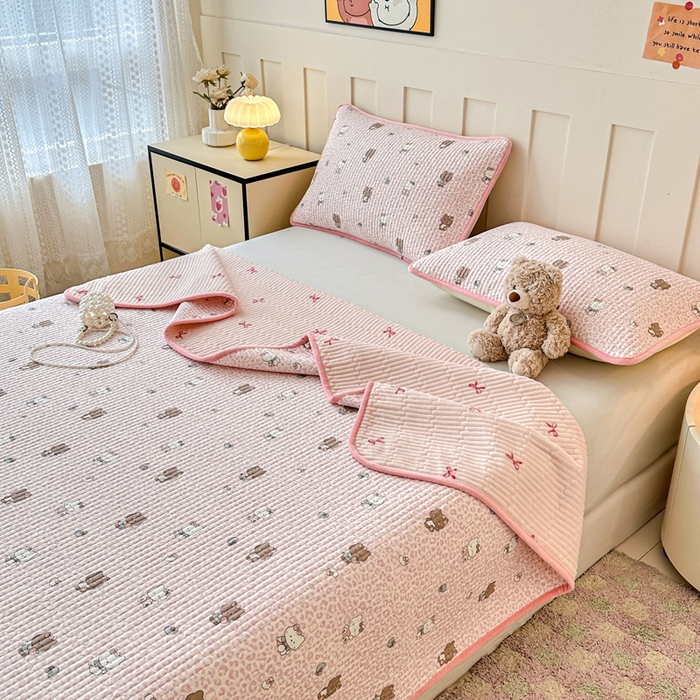 91家纺网 家纺一手货源 找家纺 岚吉家纺 2025新款全棉133*72宝宝绒棉加绒一面纯棉一面牛奶绒双面可用单床盖学生床床垫 床盖单件 豹纹猫咪