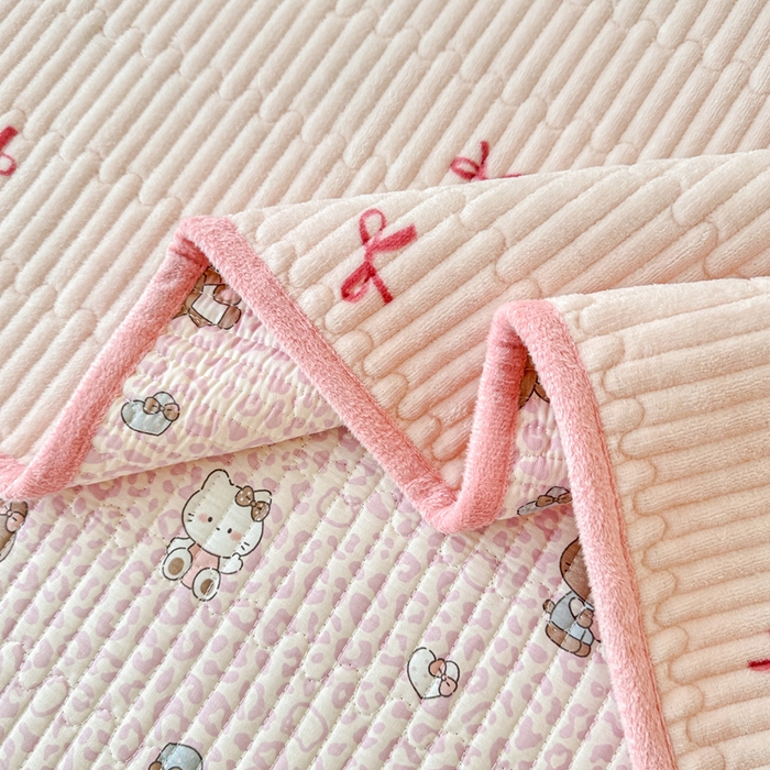 91家纺网 家纺一手货源 找家纺 岚吉家纺 2025新款全棉133*72宝宝绒棉加绒一面纯棉一面牛奶绒双面可用单床盖学生床床垫 床盖单件 豹纹猫咪