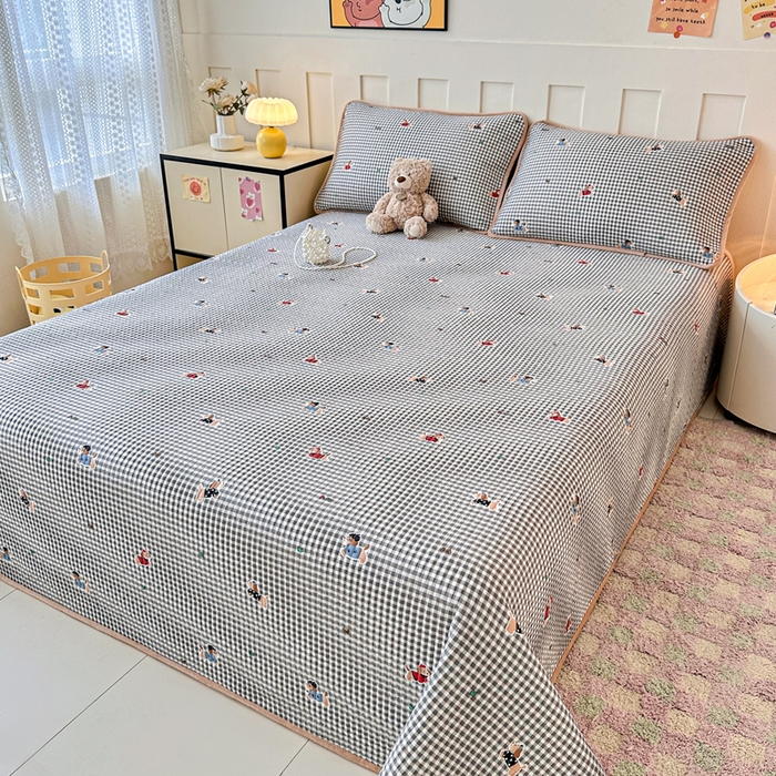 91家纺网 家纺一手货源 找家纺 岚吉家纺 2025新款全棉133*72宝宝绒棉加绒一面纯棉一面牛奶绒双面可用单床盖学生床床垫 床盖单件 灰格腊肠狗