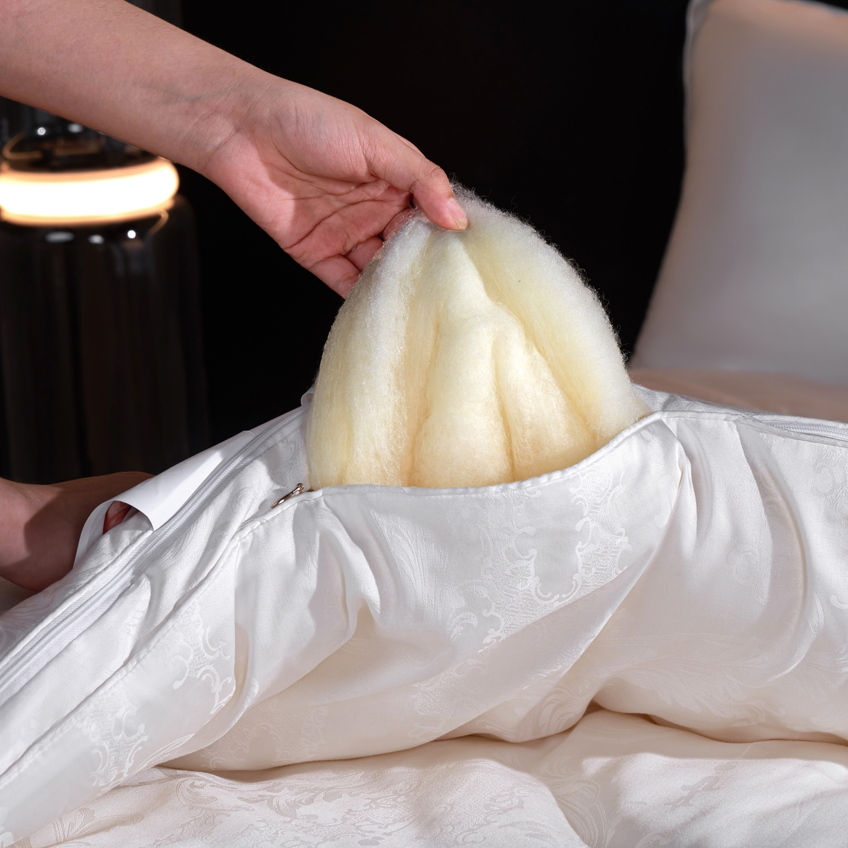 91家纺网 家纺一手货源 找家纺 朴罗 （ 原岚图） 2025新款生物基黄金大豆被二合一子母被立体加厚被芯多功能四季被 珠玉满堂 月光白