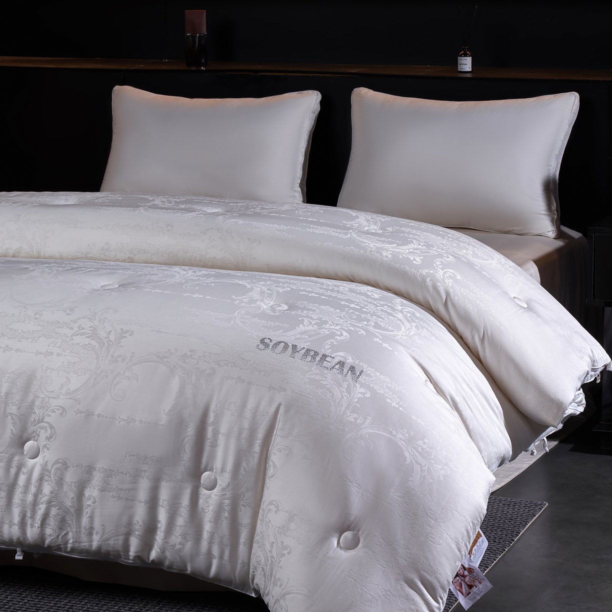 91家纺网 家纺一手货源 找家纺 朴罗 （ 原岚图） 2025新款生物基黄金大豆被二合一子母被立体加厚被芯多功能四季被 珠玉满堂 月光白