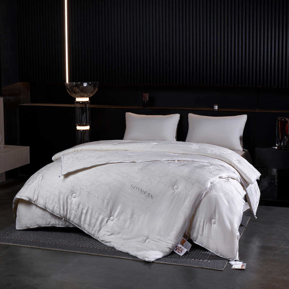 91家纺网 家纺一手货源 找家纺 朴罗 （ 原岚图） 2025新款生物基黄金大豆被二合一子母被立体加厚被芯多功能四季被 珠玉满堂 月光白