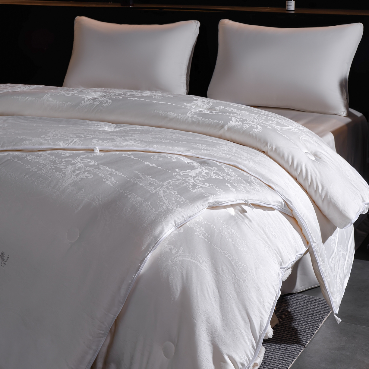 91家纺网 家纺一手货源 找家纺 朴罗 （ 原岚图） 2025新款生物基黄金大豆被二合一子母被立体加厚被芯多功能四季被 珠玉满堂 月光白