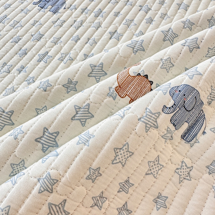 91家纺网 家纺一手货源 找家纺 岚吉家纺 2025新款全棉133*72宝宝绒棉加绒一面纯棉一面牛奶绒双面可用单床盖学生床床垫 床盖单件 蓝星动物园