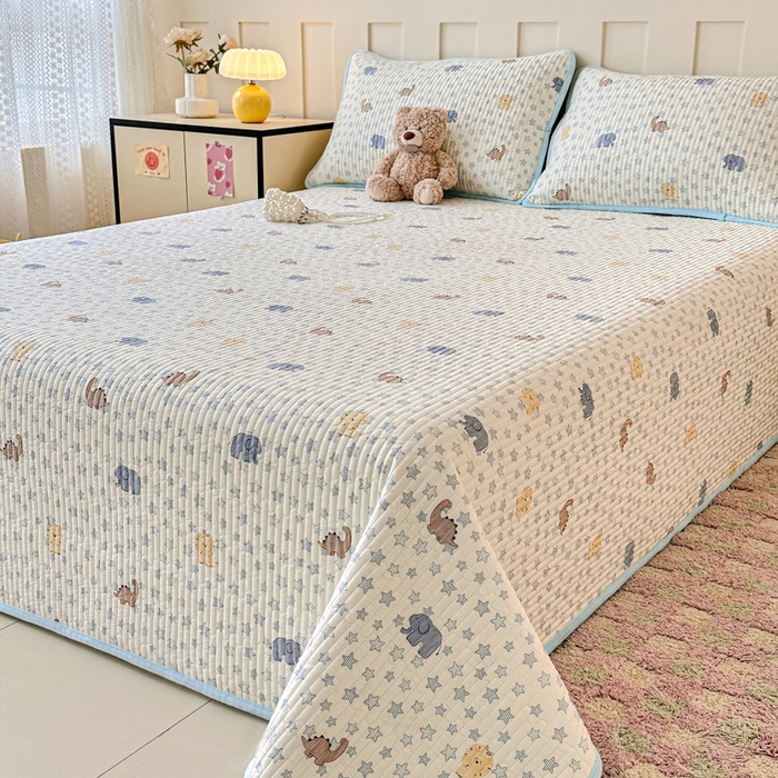 91家纺网 家纺一手货源 找家纺 岚吉家纺 2025新款全棉133*72宝宝绒棉加绒一面纯棉一面牛奶绒双面可用单床盖学生床床垫 床盖单件 蓝星动物园