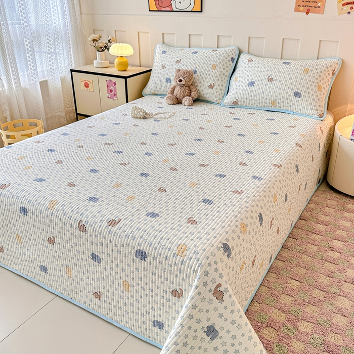 91家纺网 家纺一手货源 找家纺 岚吉家纺 2025新款全棉133*72宝宝绒棉加绒一面纯棉一面牛奶绒双面可用单床盖学生床床垫 床盖单件 蓝星动物园