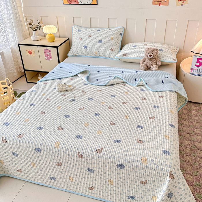 91家纺网 家纺一手货源 找家纺 岚吉家纺 2025新款全棉133*72宝宝绒棉加绒一面纯棉一面牛奶绒双面可用单床盖学生床床垫 床盖单件 蓝星动物园