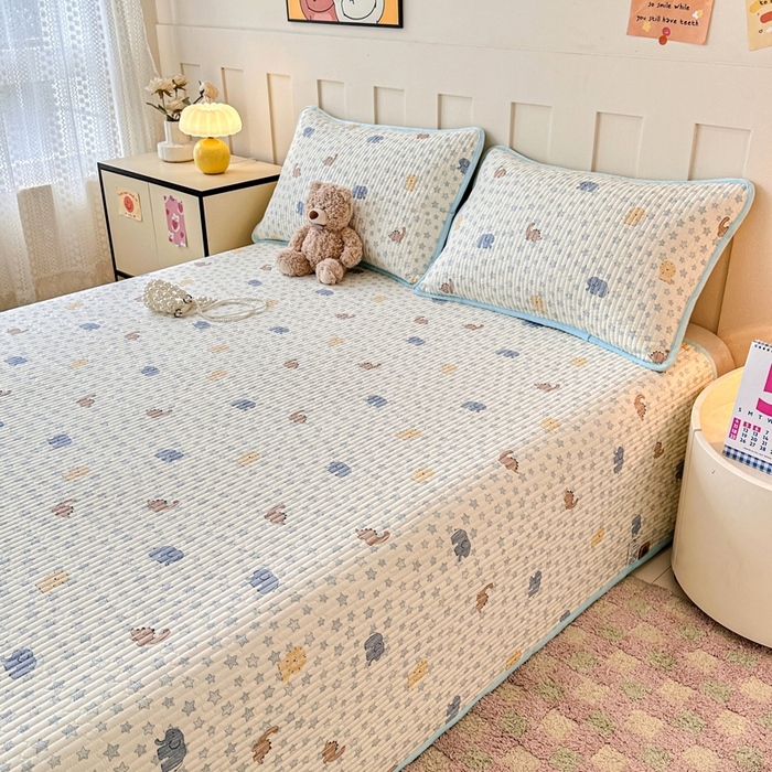 91家纺网 家纺一手货源 找家纺 岚吉家纺 2025新款全棉133*72宝宝绒棉加绒一面纯棉一面牛奶绒双面可用单床盖学生床床垫 床盖单件 蓝星动物园