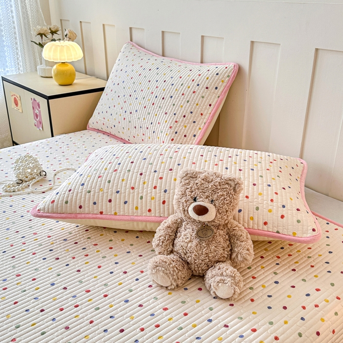 91家纺网 家纺一手货源 找家纺 岚吉家纺 2025新款全棉133*72宝宝绒棉加绒一面纯棉一面牛奶绒双面可用单床盖学生床床垫 床盖单件 奶油波点