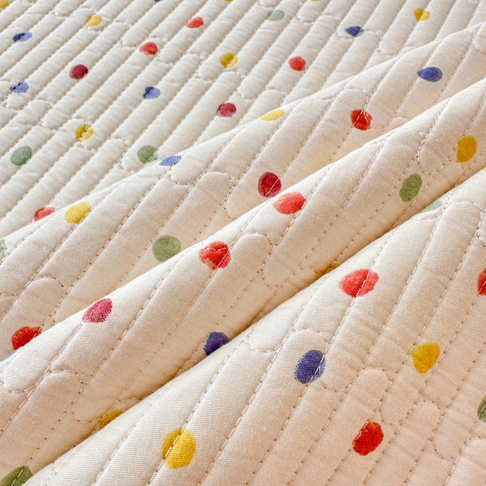 91家纺网 家纺一手货源 找家纺 岚吉家纺 2025新款全棉133*72宝宝绒棉加绒一面纯棉一面牛奶绒双面可用单床盖学生床床垫 床盖单件 奶油波点