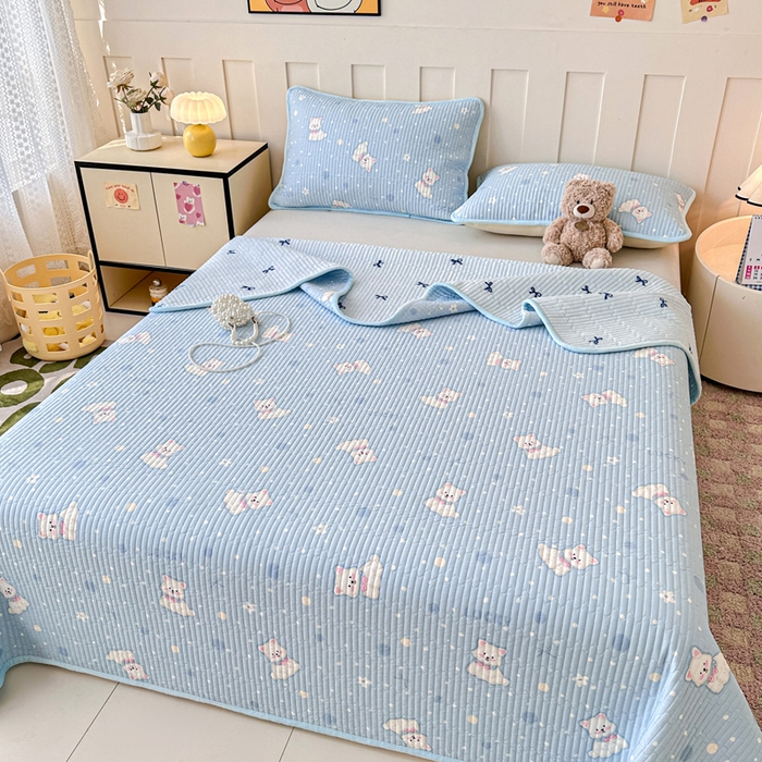 91家纺网 家纺一手货源 找家纺 岚吉家纺 2025新款全棉133*72宝宝绒棉加绒一面纯棉一面牛奶绒双面可用单床盖学生床床垫 床盖单件 泡芙狗狗