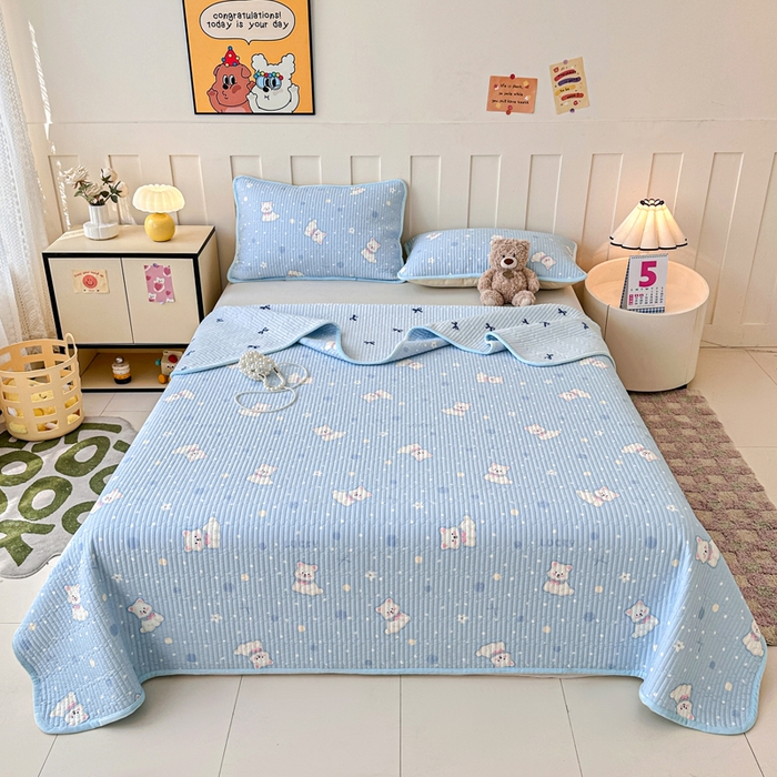 91家纺网 家纺一手货源 找家纺 岚吉家纺 2025新款全棉133*72宝宝绒棉加绒一面纯棉一面牛奶绒双面可用单床盖学生床床垫 床盖单件 泡芙狗狗