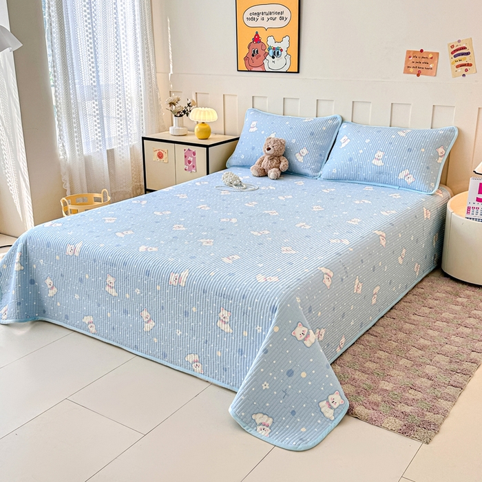 91家纺网 家纺一手货源 找家纺 岚吉家纺 2025新款全棉133*72宝宝绒棉加绒一面纯棉一面牛奶绒双面可用单床盖学生床床垫 床盖单件 泡芙狗狗