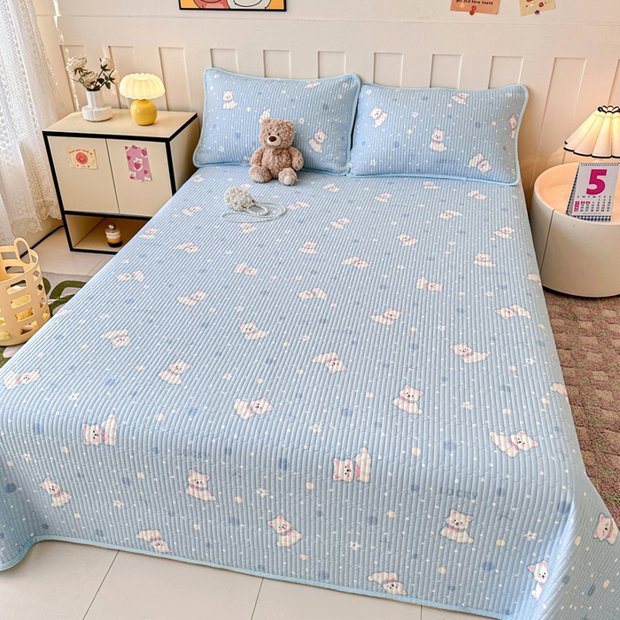 91家纺网 家纺一手货源 找家纺 岚吉家纺 2025新款全棉133*72宝宝绒棉加绒一面纯棉一面牛奶绒双面可用单床盖学生床床垫 床盖单件 泡芙狗狗